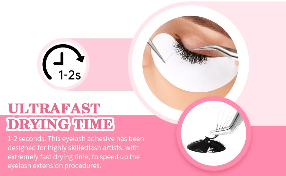          Extra Strong Eyelash Extension Glue/1-2Sec Drying time/Retention 7-9 Weeks/Maximum Bonding Power Semi Permanent Extensions NonToxic Low Fume - Extra Strong Eyelash Extension Glue