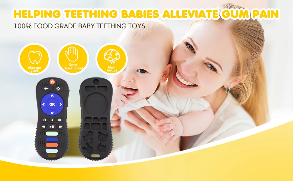 Remote teether for Baby Teething Toys for Babies 0-6months 6-12months Soft Silicone Baby Teething Toys (Black) - product information 1