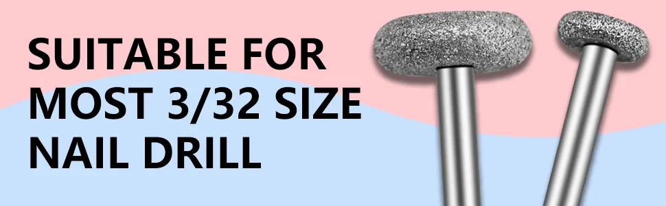 C12rtive 2Pcs Flat Nail Drill Bits Set Diamond Carbide 3/32 inch Electronic Nail Drill Replaceable Bits for Acrylic Gel Nails Dual Nail Form Remove - nail art