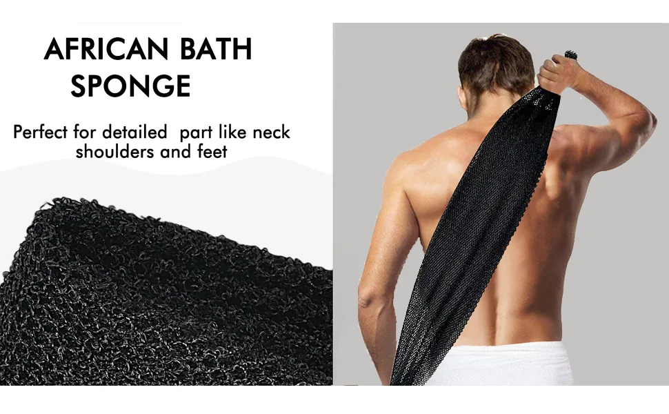 Yiclick Back Scrubber for Shower Bath  African Net Sponge + Exfoliating Gloves  Exfoliating Body Scrubber  Body Scrub Exfoliator  Exfoliating Washcloth Wash Cloth Towel Loofah Mitt for Men Women Exfoliating Gloves + Afri... - exfoliating african net