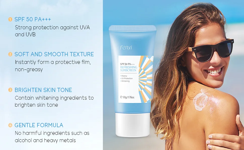 Easilydays Refreshing Sunscreen for face and body  UV SPF50 PA+++ Sunscreen Moisturizing Light Refreshing Non-Greasy Isolation Lotion  Hydration Weightless Sunscreen Light Daily Sun Cream - Eailydays Refreshing for face and body