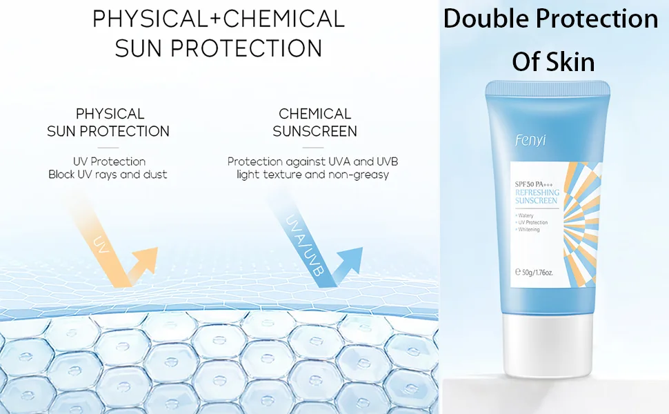 Easilydays Refreshing Sunscreen for face and body  UV SPF50 PA+++ Sunscreen Moisturizing Light Refreshing Non-Greasy Isolation Lotion  Hydration Weightless Sunscreen Light Daily Sun Cream - Eailydays Refreshing for face and body