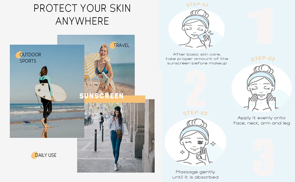Easilydays Refreshing Sunscreen for face and body  UV SPF50 PA+++ Sunscreen Moisturizing Light Refreshing Non-Greasy Isolation Lotion  Hydration Weightless Sunscreen Light Daily Sun Cream - Eailydays Refreshing for face and body