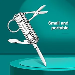 MR.GREEN Multifunctional Nail Clippers Stainless Steel Six Functions Nail Cutter Nail Files Small Knife Scissors (Large) - 1098-300-1