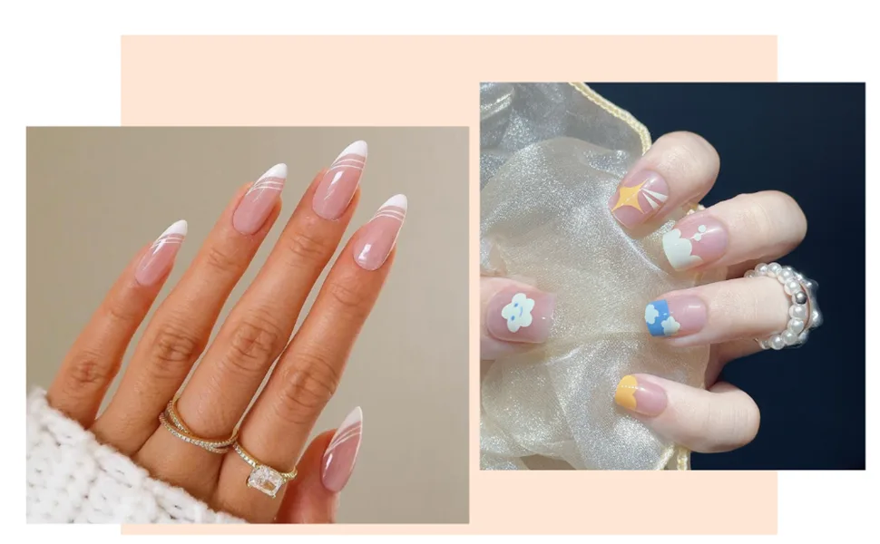 Fake Nails White Press on Nails Medium Almond French Tip Glue on Nails for Women 24PCS 24pcs French Tip White Nails - uñas acrilicas