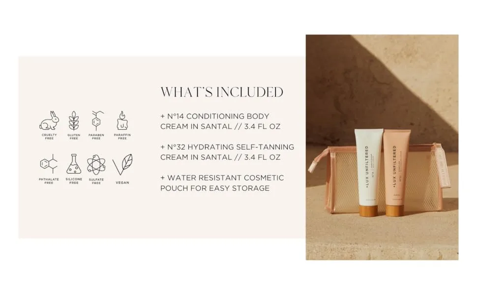 First Class Glow Travel Kit with N 32 Original Hydrating Self-Tanning Cream (Santal) and N 14 Conditioning Body Cream (Santal) - First Class Glow Travel Kit N°32 Original Hydrating Self-Tanning Cream N°14 Conditioning Body Cream
