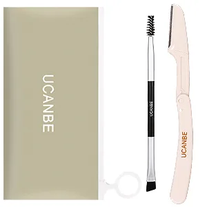 UCANBE 25PCS Eyebrow Stamp Stencil Kit With Dual-Color Eyebrow Stamp Pomade  20 Reusable Eyebrow Stencils  Finising Powder  Double-Ended Brush  Eyebrow Razor  Zipper Pouch  Long Lasting Waterproof Eye Brow Stamping and S... - eyebrow brush