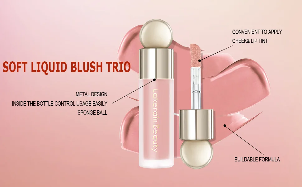 Liquid Blush Face Makeup for Cheeks  Velvet Cream Matte Tint Smudge Proof  Moisturizing Blusher Stick Face Enhancing Makeup Color (with One Sponge Ball Gentle Pink) - Easy to Apply