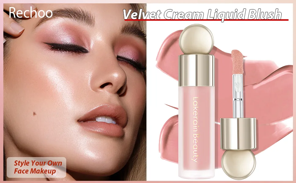 Liquid Blush Face Makeup for Cheeks  Velvet Cream Matte Tint Smudge Proof  Moisturizing Blusher Stick Face Enhancing Makeup Color (with One Sponge Ball Gentle Pink) - Velvet Cream Blush