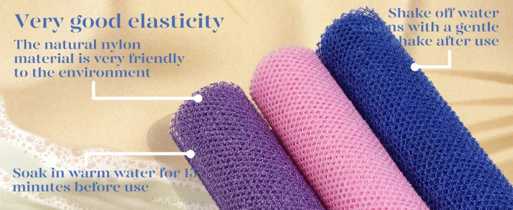 BAIMEI 3 Pieces African Net Sponge Bath Sponge Exfoliating  Long Body Scrubber for Skin Clean (Pink  Purple  Blue) - Pieces African Net Sponge Bath Sponge