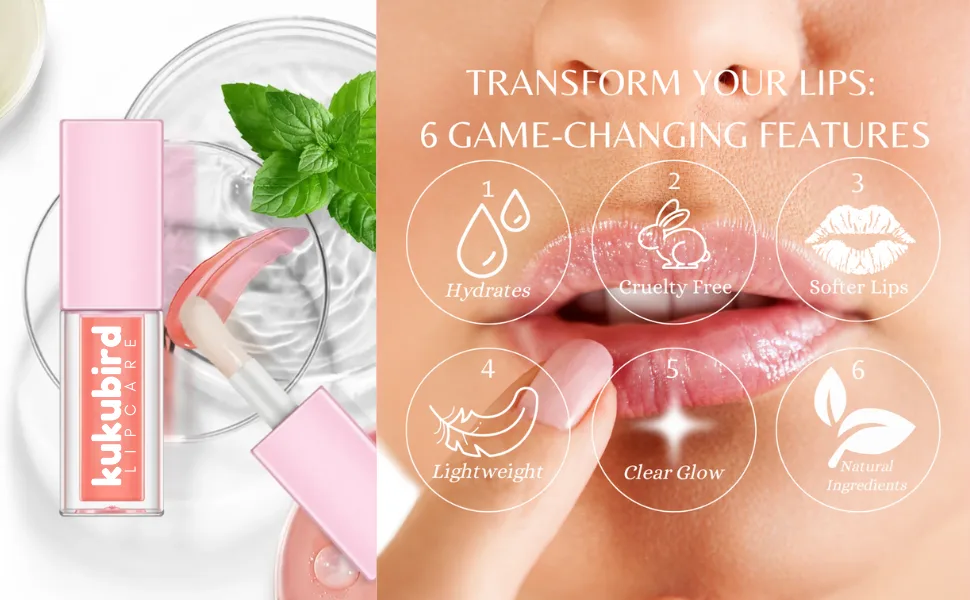 kukubird Non Sticky Fruit Flavoured Lightweight Lip Gloss Moisturizing Hydrating Lip Oils-Clear - product information 6