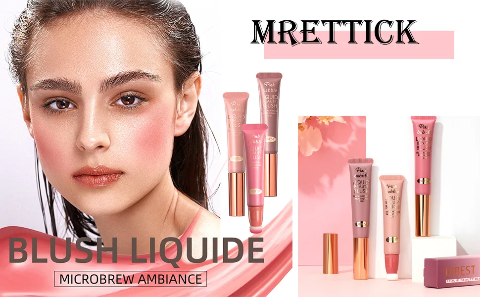 3pcs Liquid Blush Makeup Wand  Cream Liquid Blush with Cushion Applicator For Cheeks Tint Weightless Blendable Liquid Blush Stick Natural-looking  Glow Dewy Finish - Easily Blend The Cream Contour Stick The silky formula has a smooth texture