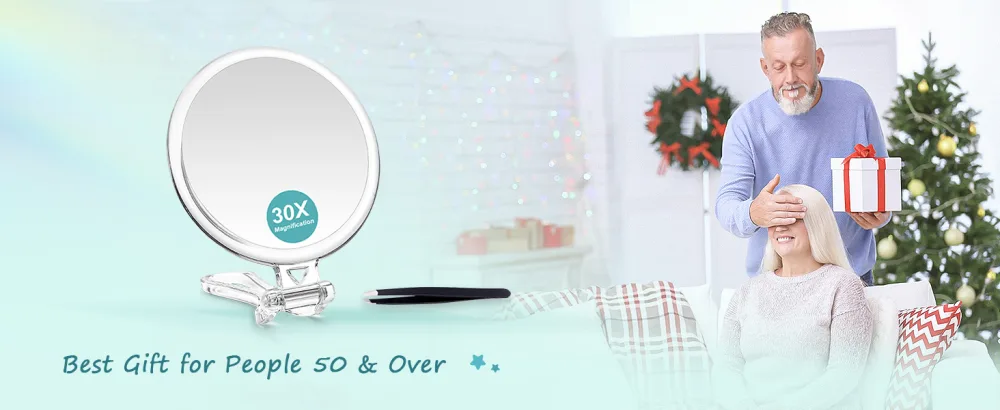 B Beauty Planet 30X Magnifying Mirror  Two Sided Mirror  30X/1X Magnification  Folding Makeup Mirror with Handheld/Stand Use for Makeup Application  Tweezing  and Blackhead/Blemish Removal. 5IN. - Magnifying mirror 30x, it