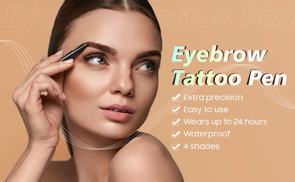 Eyebrow Pencil Eyebrow Microblading Pen - Eyebrow Makeup Micro 4 Point Brow Pen Lift & Snatch Makeup Pen Long-Lasting Waterproof Brow Pen  Creating Natural Looking Brows Effortlessly (Dark Brown) - product information 1
