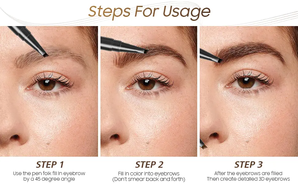 Eyebrow Pencil Eyebrow Microblading Pen - Eyebrow Makeup Micro 4 Point Brow Pen Lift & Snatch Makeup Pen Long-Lasting Waterproof Brow Pen  Creating Natural Looking Brows Effortlessly (Dark Brown) - product information 4