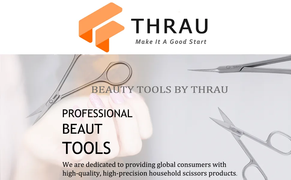 THRAU Premium Manicure Scissors Multi-purpose Stainless Steel Cuticle Trimmer Beauty Grooming Kit for Nails  Eyebrows  Eyelashes and Dry Skin - cuticle trimmer