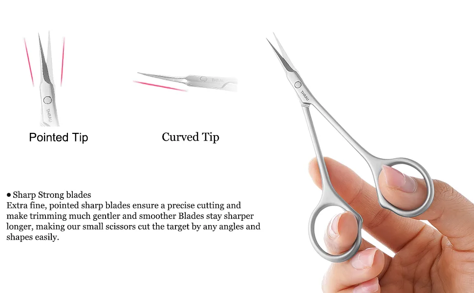 THRAU Premium Manicure Scissors Multi-purpose Stainless Steel Cuticle Trimmer Beauty Grooming Kit for Nails  Eyebrows  Eyelashes and Dry Skin - cuticle trimmer scissors