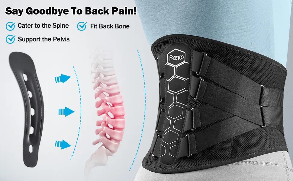 FREETOO Back Brace for Lower Back Pain Relief with Pulley System Lumbar Support Belt for Men & Women with Lumbar Pad  Ergonomic Design and Soft Breathable 3D Knit Material for Herniated Disc Sciatica High Support Large (... - lower back brace