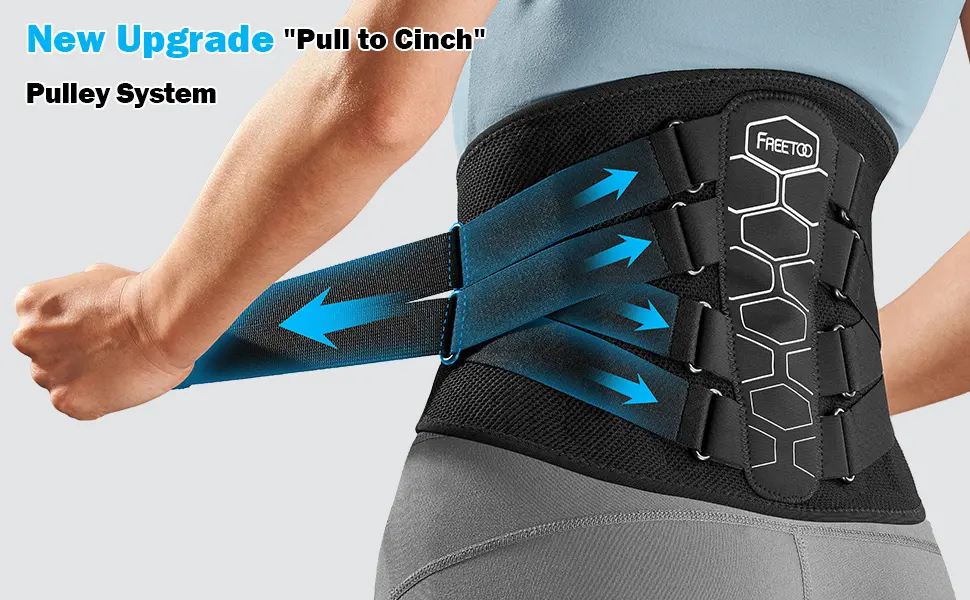 FREETOO Back Brace for Lower Back Pain Relief with Pulley System Lumbar Support Belt for Men & Women with Lumbar Pad  Ergonomic Design and Soft Breathable 3D Knit Material for Herniated Disc Sciatica High Support Large (... - lower back brace