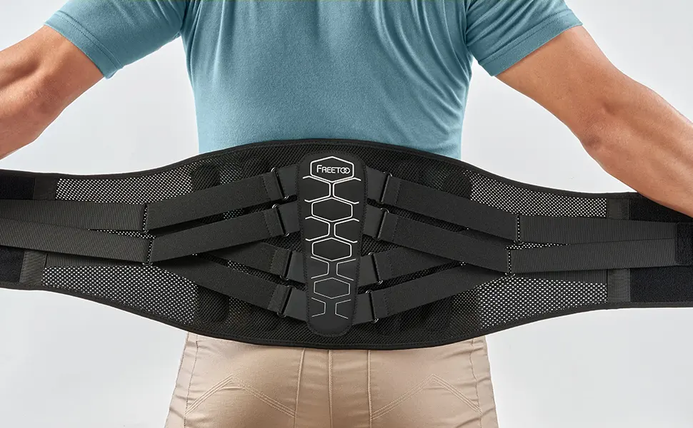 FREETOO Back Brace for Lower Back Pain Relief with Pulley System Lumbar Support Belt for Men & Women with Lumbar Pad  Ergonomic Design and Soft Breathable 3D Knit Material for Herniated Disc Sciatica High Support Large (... - Lumbar Support Belt