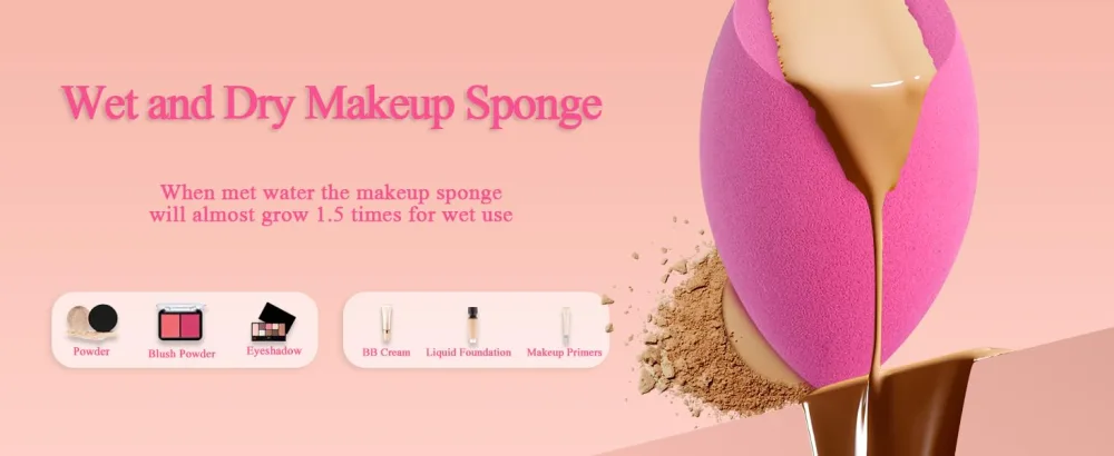COSTICA Makeup Sponge Sets  8 Pcs Beauty Blender Sponge for Foundation  Cream  and Powder  Multi-colored with 2 Mini Makeup Sponges (Pink) - makeup sponge