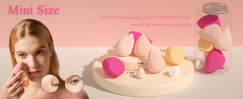 COSTICA Makeup Sponge Sets  8 Pcs Beauty Blender Sponge for Foundation  Cream  and Powder  Multi-colored with 2 Mini Makeup Sponges (Pink) - Wet and Dry Makeup Sponge