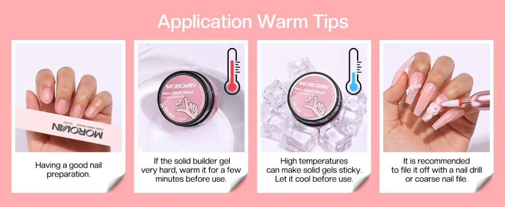 Morovan Solid Gel Builder for Nails Hard Gel for Nails Solid Builder Nail Gel Kit Non Sticky for Nail Extension Nail Curving with U V Light Base Coat Top Coat 3D Mold 6 Colors Solid building Gel - product information 14