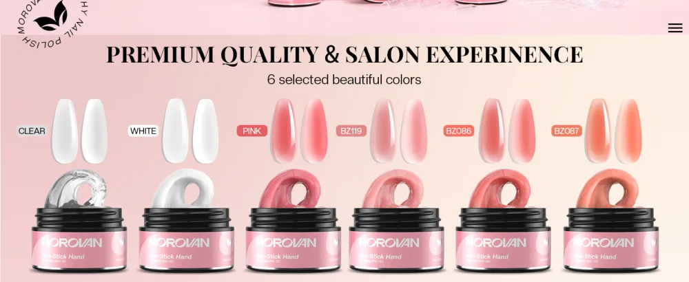 Morovan Solid Gel Builder for Nails Hard Gel for Nails Solid Builder Nail Gel Kit Non Sticky for Nail Extension Nail Curving with U V Light Base Coat Top Coat 3D Mold 6 Colors Solid building Gel - product information 2