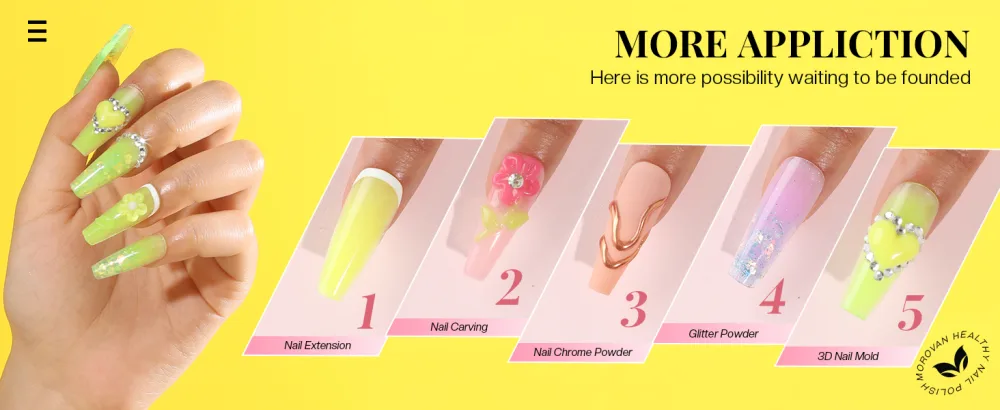 Morovan Solid Builder Gel for Nails - 6 Colors Solid Builder Gel Nail Kit Non Sticky Builder Gel For Nails Extension and 3D Structure Gel for Solid Builder Nail Gel with Base Coat Top Coat Glitter Powder Rhinestones - product information 7