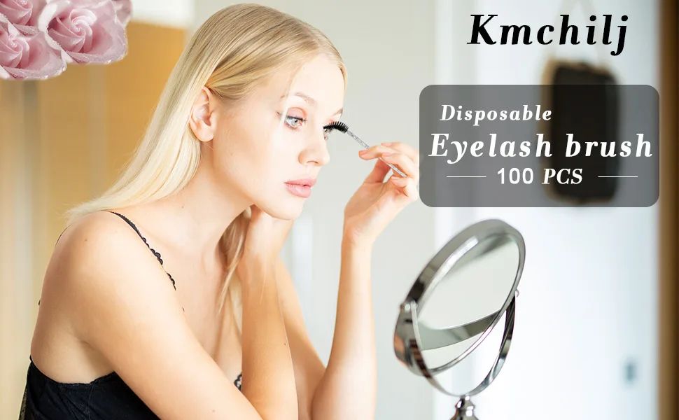 Kmchilj 100Pcs Disposable Mascara Brush Mascara Brush Applicator Eyelash Cleansing Makeup Eyelash Brush Tool Crystal Eyelash Wand - 100Pcs Disposable Mascara