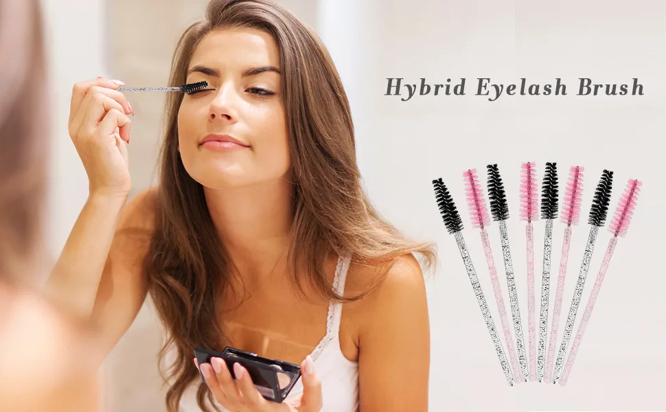 Kmchilj 100Pcs Disposable Mascara Brush Mascara Brush Applicator Eyelash Cleansing Makeup Eyelash Brush Tool Crystal Eyelash Wand - eyelash wand