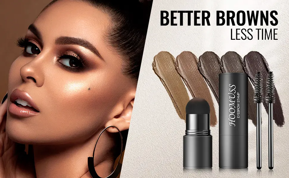 Eyebrow Stamp Kit Brow Stencil for Perfect Brows with 10Pc Eyebrow Stencils  Waterproof Eye Brow Pomade Long Lasting Brow Makeup  Pigmented & Easy to Use - Black Brown-B - product information 13