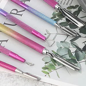 3Pcs Cuticle Pusher  Chameleon Gel Nail Polish Remover and Nail Cleaner  Manicure Nail Art Kit Nail Trimmer Accessory Gift Set Blue Set - product information 4