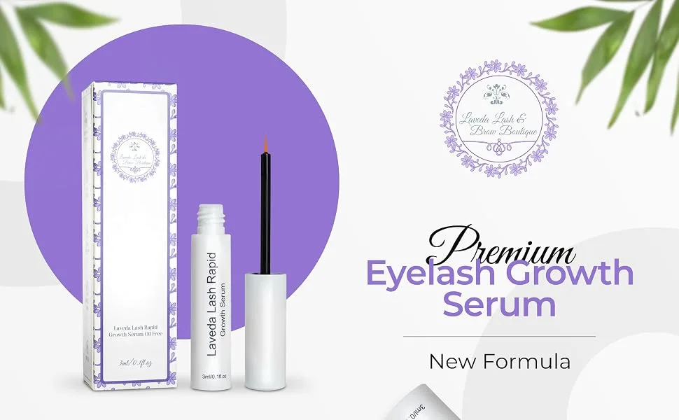 LAVEDA Premium Eyelash Growth Serum - New Formula - Eyelash Serum Boosts Natural Lash Growth for Thicker  Fuller Lashes and Eyebrows - Premium Eyelash Growth Serum