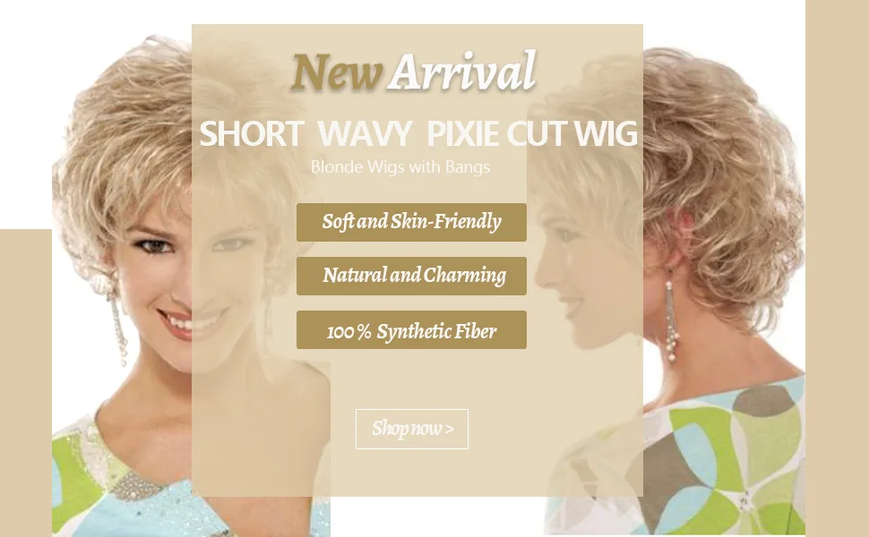 Beimer Short Pixie Cut Wigs Natural Blonde Short Curly Pixie Wig with Bangs Charming Layered Synthetic Short Hair Wigs for White Women - Curly Pixie Cut Wig
