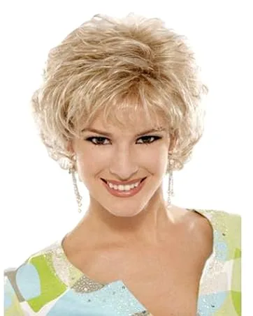 Beimer Short Pixie Cut Wigs Natural Blonde Short Curly Pixie Wig with Bangs Charming Layered Synthetic Short Hair Wigs for White Women - Short wigs with Bangs