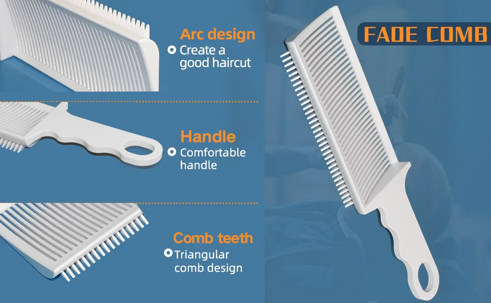 2 Pieces Fade Combs  Professional Barber Cutting Comb Heat Resistant Clipper Comb Blending Flat Top Comb for Men Salon Styling Tools   White - fade comb