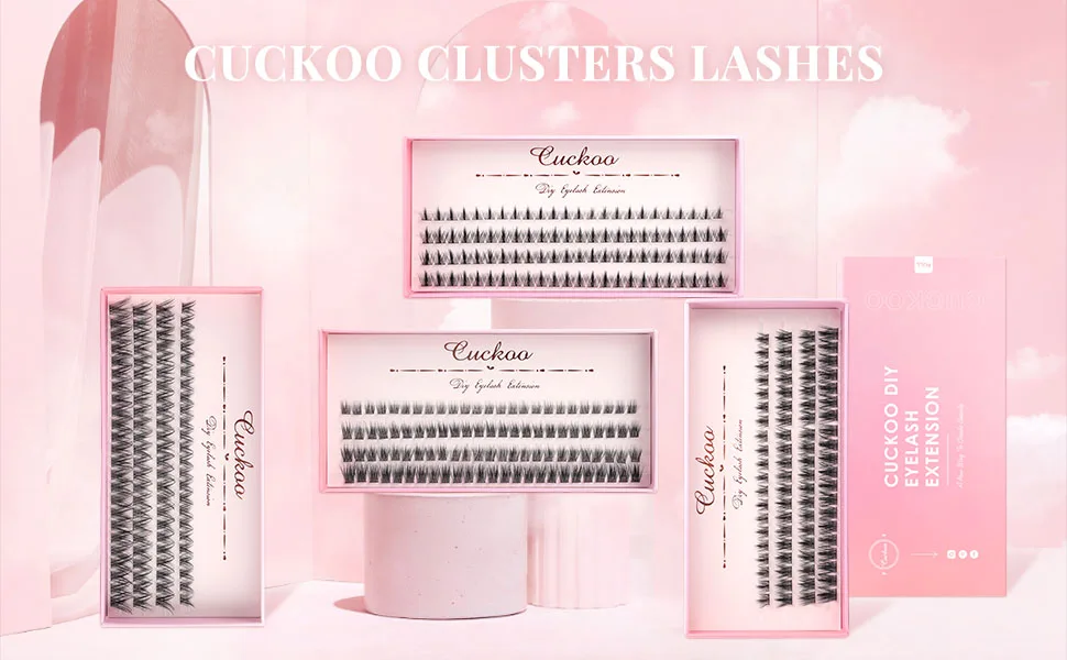 Cuckoo Cluster Lashes Individual False Eyelashes Extension  DIY Eyelash Extensions  3D Fluffy Effect C Curl Mixed Length Individual Cluster Lashes(9mm*25 12mm*50 15mm*25)  100 Pcs Volume Lash Clusters Cluster Lash-01 - product information 24