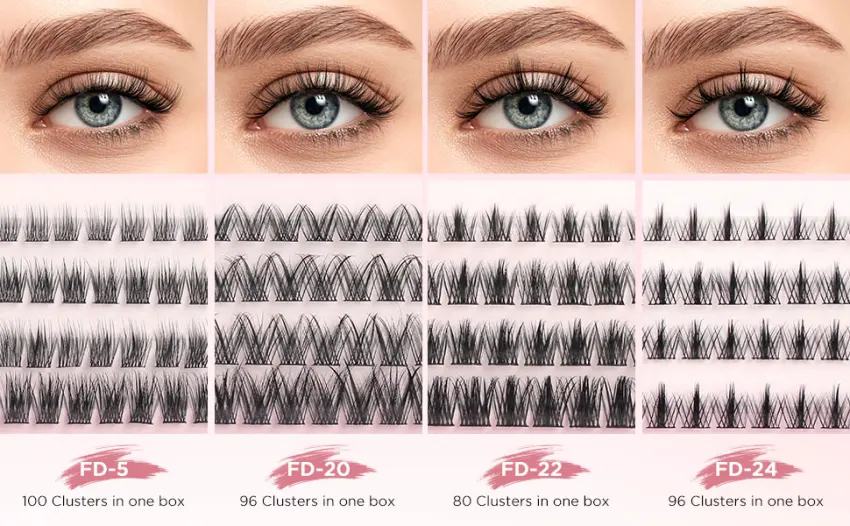 Cuckoo Cluster Lashes Individual False Eyelashes Extension  DIY Eyelash Extensions  3D Fluffy Effect C Curl Mixed Length Individual Cluster Lashes(9mm*25 12mm*50 15mm*25)  100 Pcs Volume Lash Clusters Cluster Lash-01 - product information 28