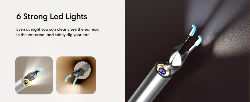 Ear Camera Ear Wax Removal Tool Bebird Ear Cleaner Tweezers 10 Megapixels Ear Camera Gimbaled Gyroscope  6 Earwax Removal Kit 12 Ear Spoon Base Storage Ear Cleaning Kit for iPhone  Android Blue - 6 LED Light