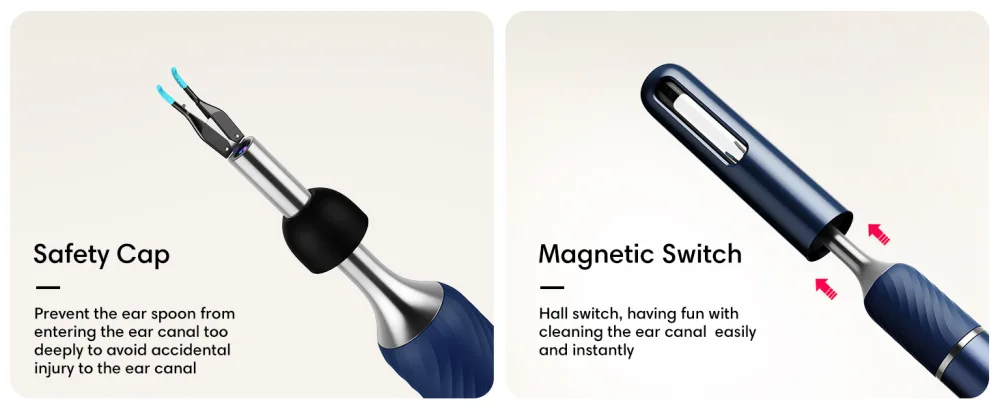 Ear Camera Ear Wax Removal Tool Bebird Ear Cleaner Tweezers 10 Megapixels Ear Camera Gimbaled Gyroscope  6 Earwax Removal Kit 12 Ear Spoon Base Storage Ear Cleaning Kit for iPhone  Android Blue - Safety Cap&Magnetic Switch