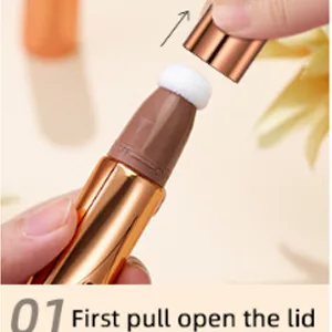 3PCS Liquid Contour Beauty Wand Highlighter and Blush  Bronzer Stick  Long Lasting & Smooth Natural Matte Finish  Contour Wand with Cushion Applicator - Highlighter