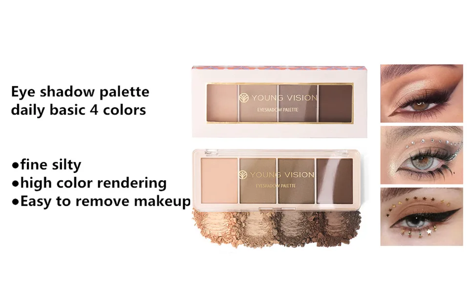 UOCK Four-color eyeshadow palette Highly tinted matte pearlescent eyeshadow makeup palette Long-lasting waterproofing (C) - Eyeshadow palette