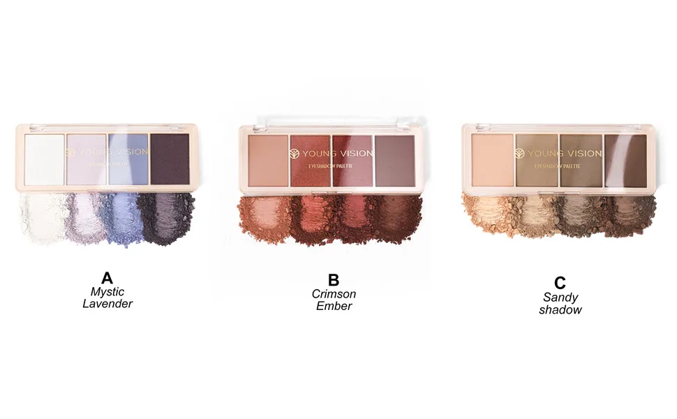 UOCK Four-color eyeshadow palette Highly tinted matte pearlescent eyeshadow makeup palette Long-lasting waterproofing (C) - Three color choices