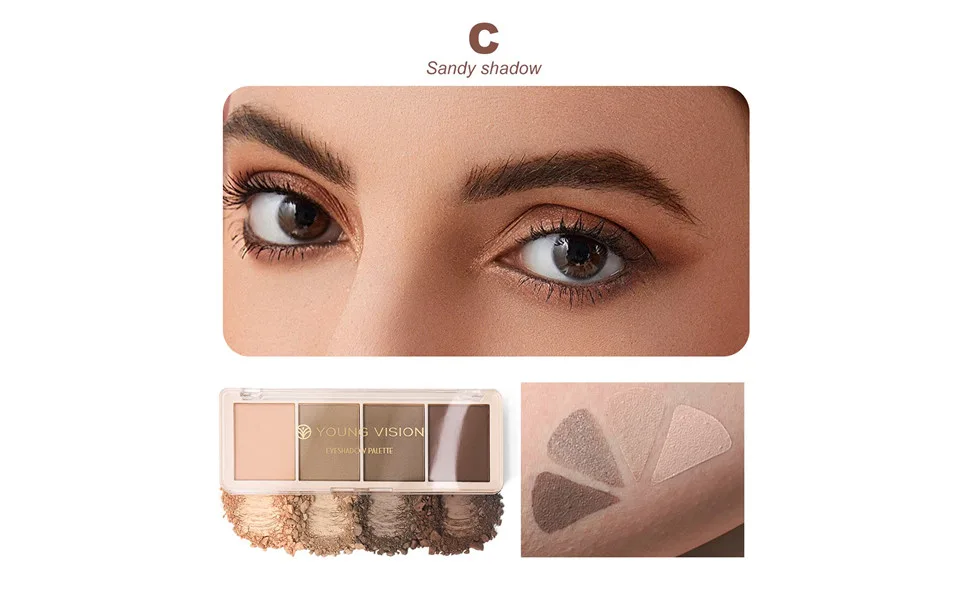 UOCK Four-color eyeshadow palette Highly tinted matte pearlescent eyeshadow makeup palette Long-lasting waterproofing (C) - Uock Eye shadow palette