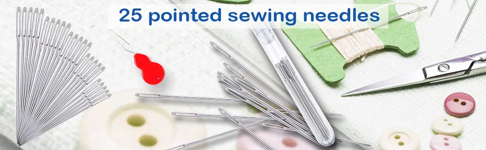 25 PCS Large Eye Sewing Needles  Sewing Sharp Needles  Stainless Steel Embroidery Thread Needle  Handmade Yarn Knitting Needles Leather Needle - product information 1