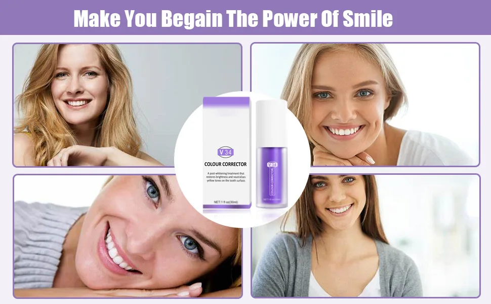 Purple Toothpaste for Teeth Whitening 2pcs Teeth Refresher Purple Color Corrector Booster Toothpaste 3D Teeth Whitening Kit for Tooth Stain Removal Enhances Tooth Brightness - Purple toothpaste