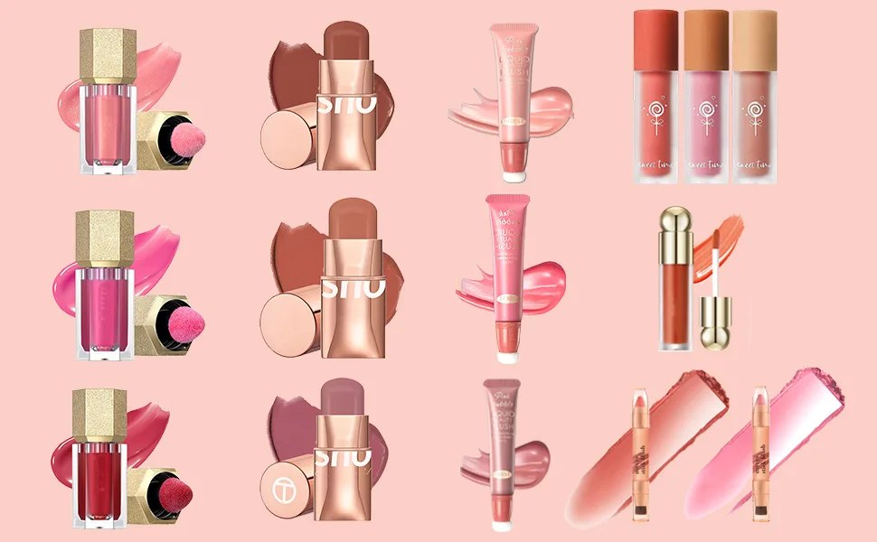Rosarden- 3PCS Matte Liquid Blush- Soft Face Blush Liuquid Set-Cream Liquid Blush for Cheeks-Lightweight Long Lasting Liquid Blush Peach  Cherry Blossom  Rose Tea - Face blush, liquid face blush, cream blush, cream blush stick , blush set,beauty blush wand
