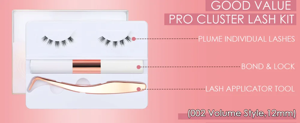 Miuffue C Curl DIY Lash Extension Kit  10Pcs 14mm Lash Clusters with Lash Bond & Seal Lash Applicator Tool  Lash Glue Starter Kit for Self Application  Quick & Easy (Fluffy Style) KIT-001-C Curl-14mm - CLUSTER LASH KIT
