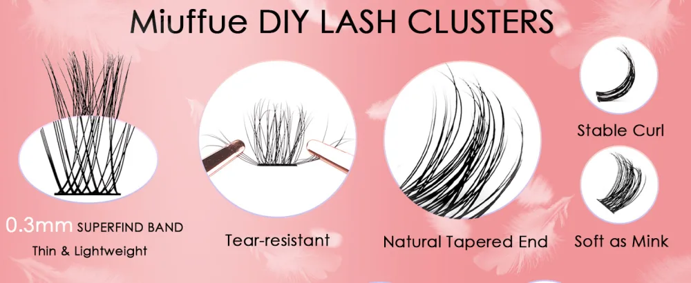 Miuffue C Curl DIY Lash Extension Kit  10Pcs 14mm Lash Clusters with Lash Bond & Seal Lash Applicator Tool  Lash Glue Starter Kit for Self Application  Quick & Easy (Fluffy Style) KIT-001-C Curl-14mm - eyelash extension cluster kit
